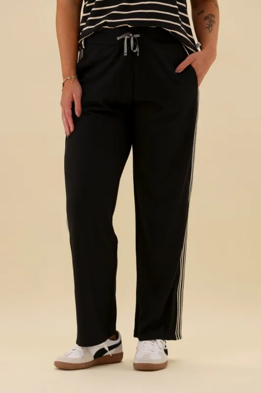 Alpine by Shine On Vancouver Stripe Detail Merino Pant Black made by Shine On