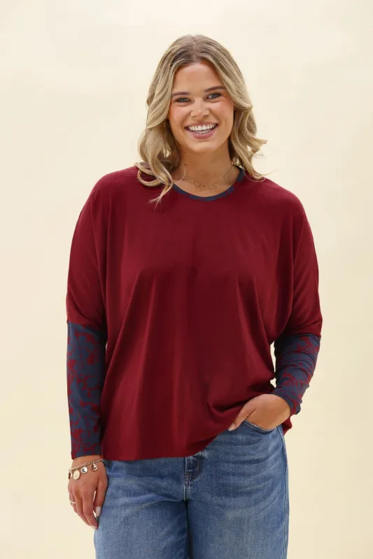 Alpine by Shine On Lyon Merino Hi-lo Top Cherry made by Shine On