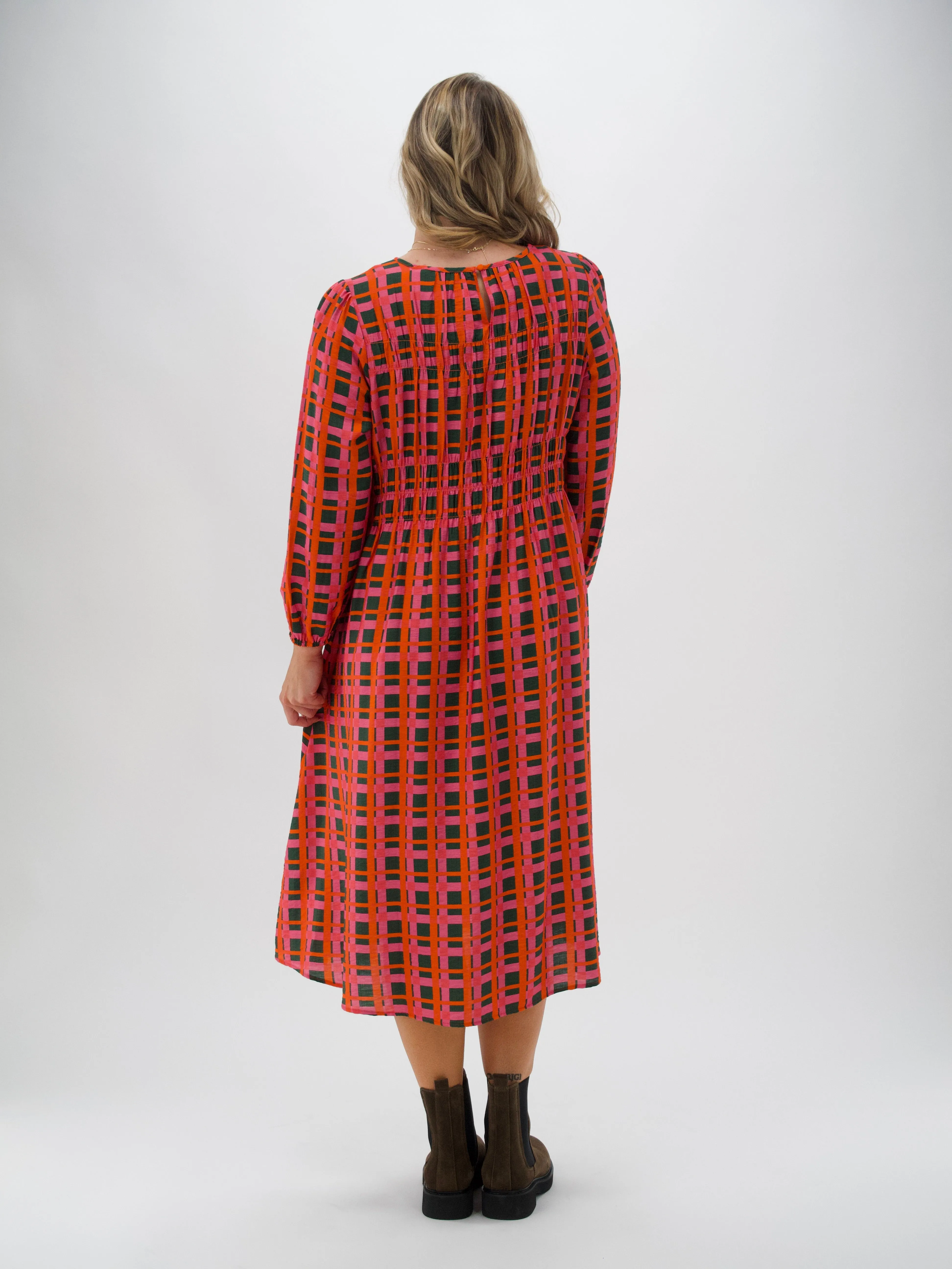 Shine On Label Careen Shirred Detail Dress Forest Check sold by Shine On product image thumbnail 5