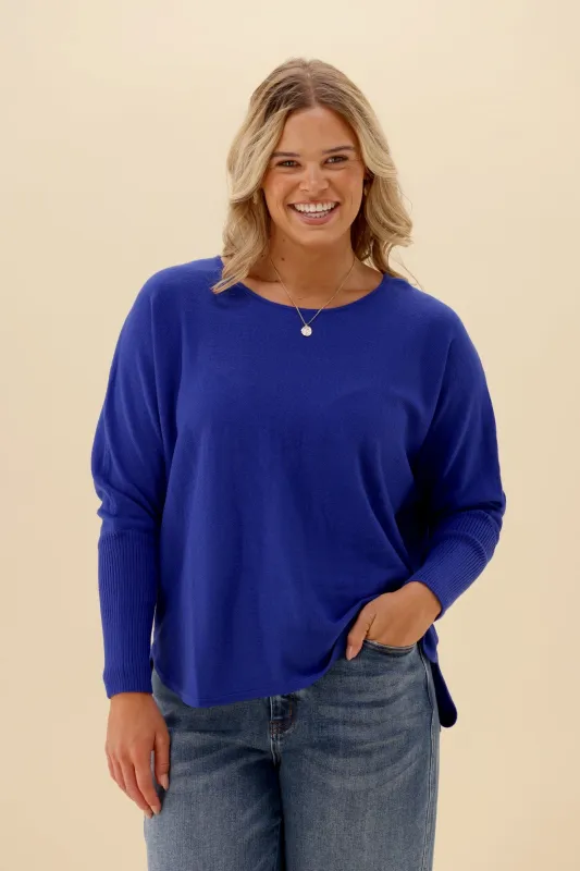 Sunday Boho Louis Knit Top Cobalt Blue made by Shine On