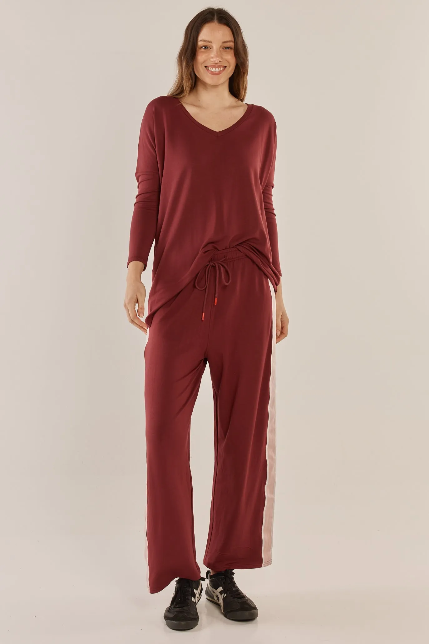 Betty Basics Evelyn Wide Leg Jogger Burgundy sold by Shine On product image thumbnail 3