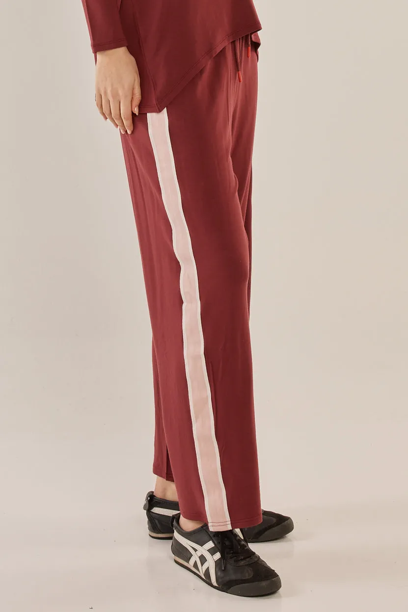Betty Basics Evelyn Wide Leg Jogger Burgundy sold by Shine On