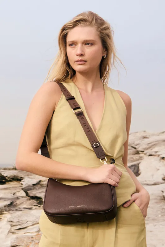 Status Anxiety Look Both Ways Cocoa w Gold Hardwear made by Status Anxiety