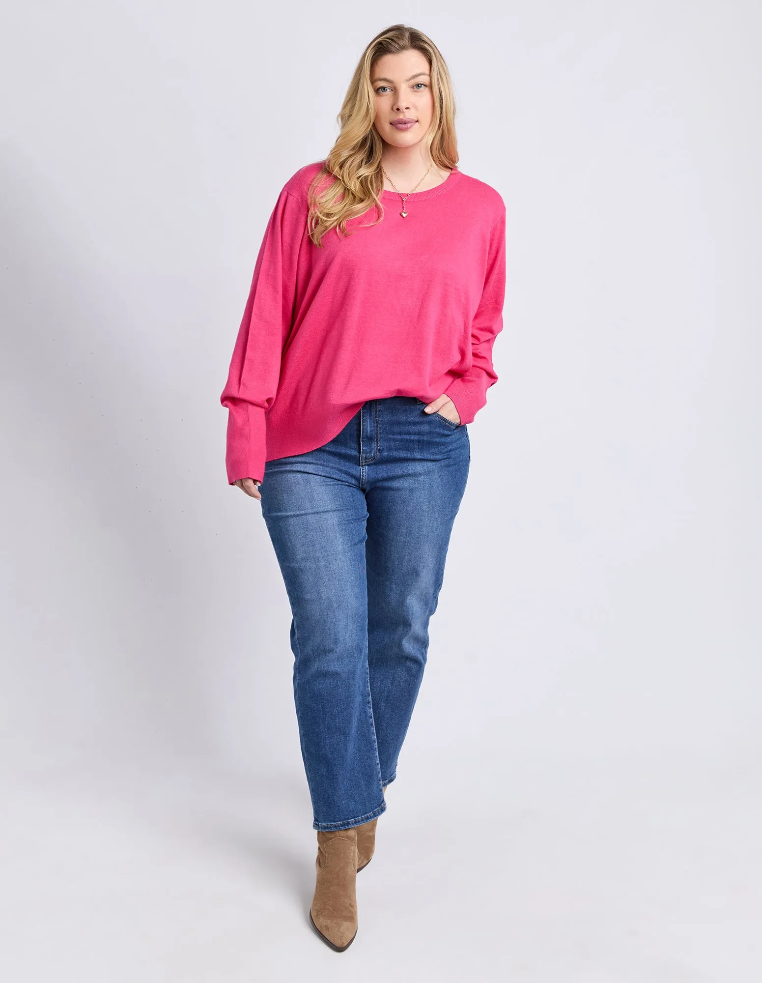 Elm Sunny Long Sleeve Knit Top Hot Pink sold by Shine On product image thumbnail 4
