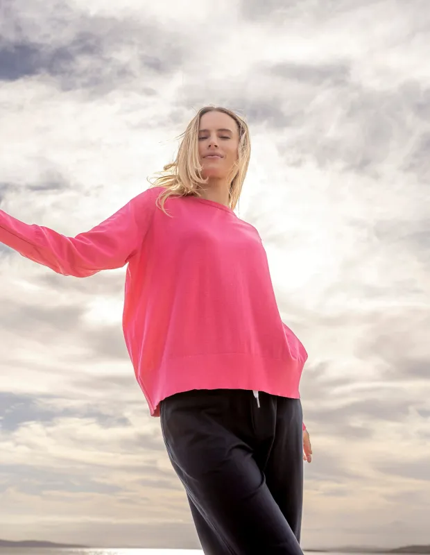 Elm Sunny Long Sleeve Knit Top Hot Pink made by Elm Lifestyle