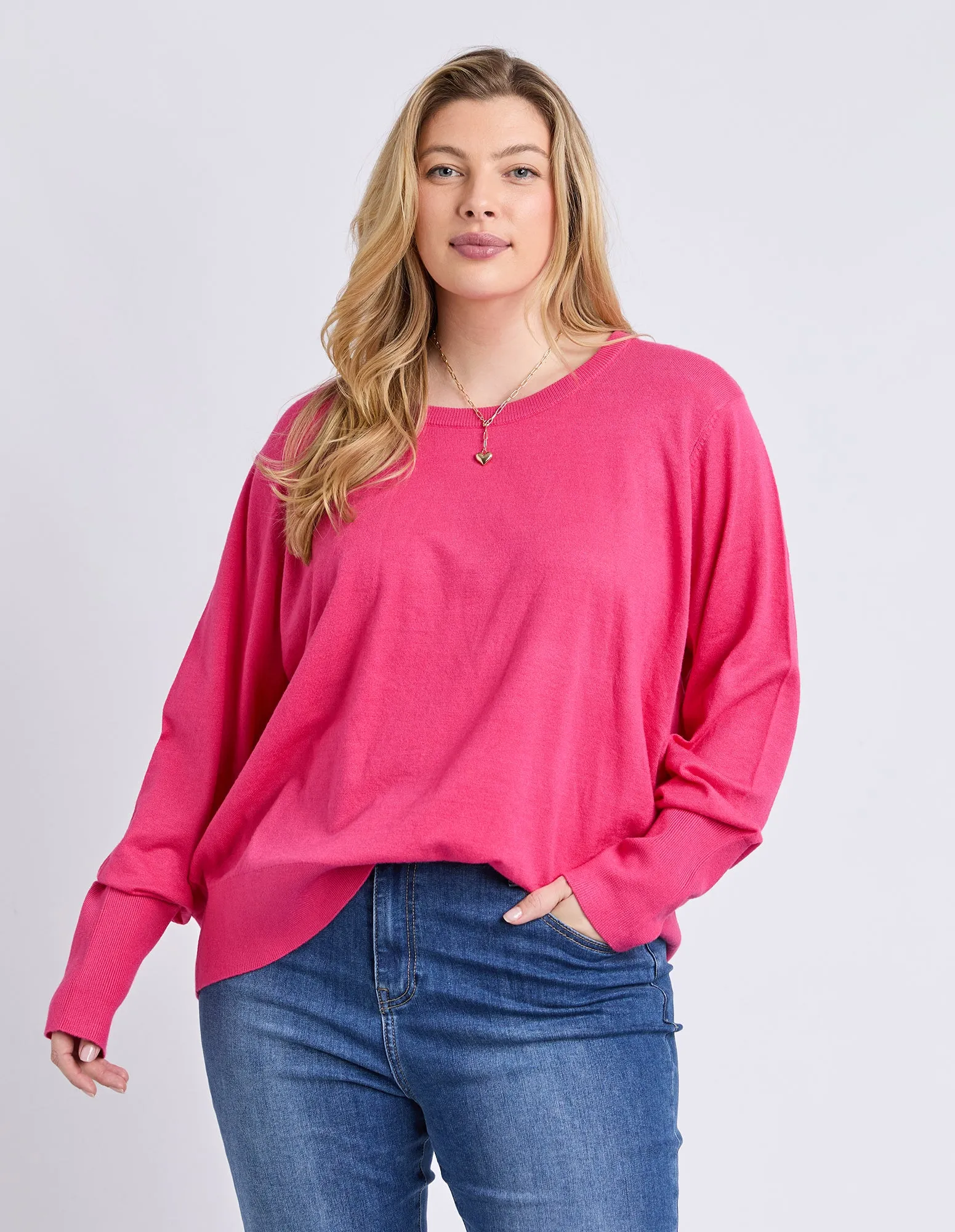 Elm Sunny Long Sleeve Knit Top Hot Pink sold by Shine On product image thumbnail 3