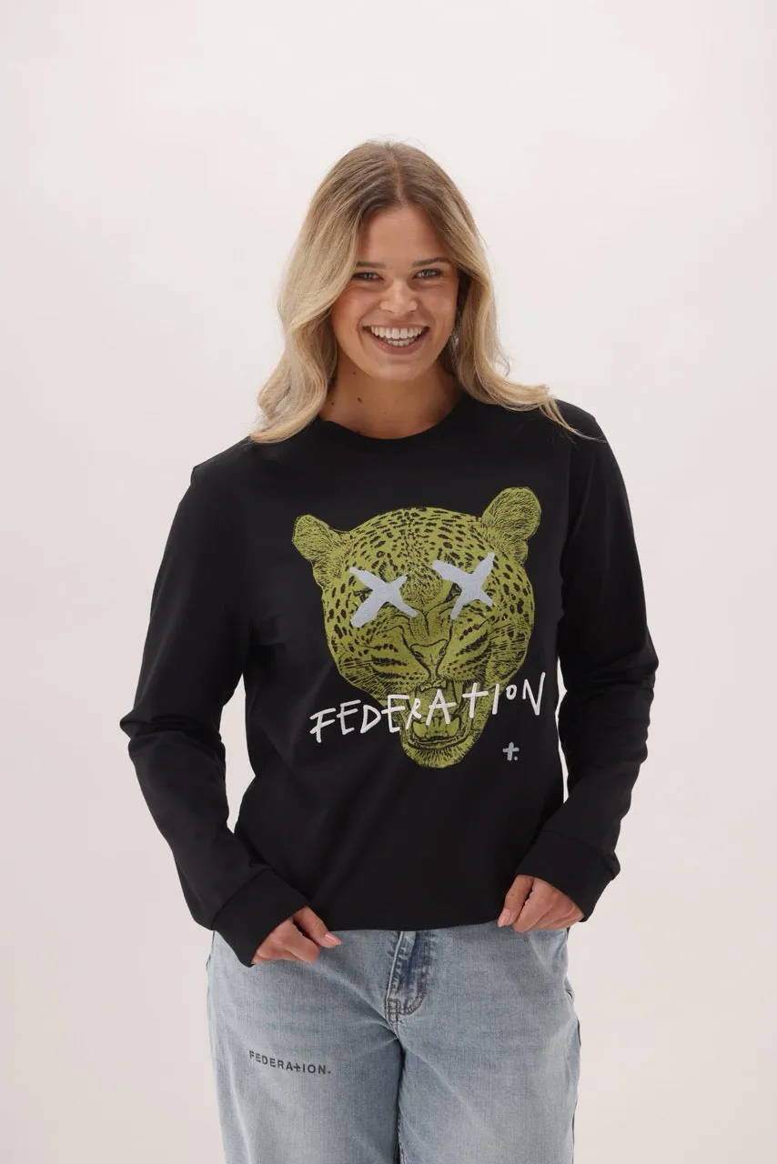 Federation Flying Crew Leopard Black sold by Shine On