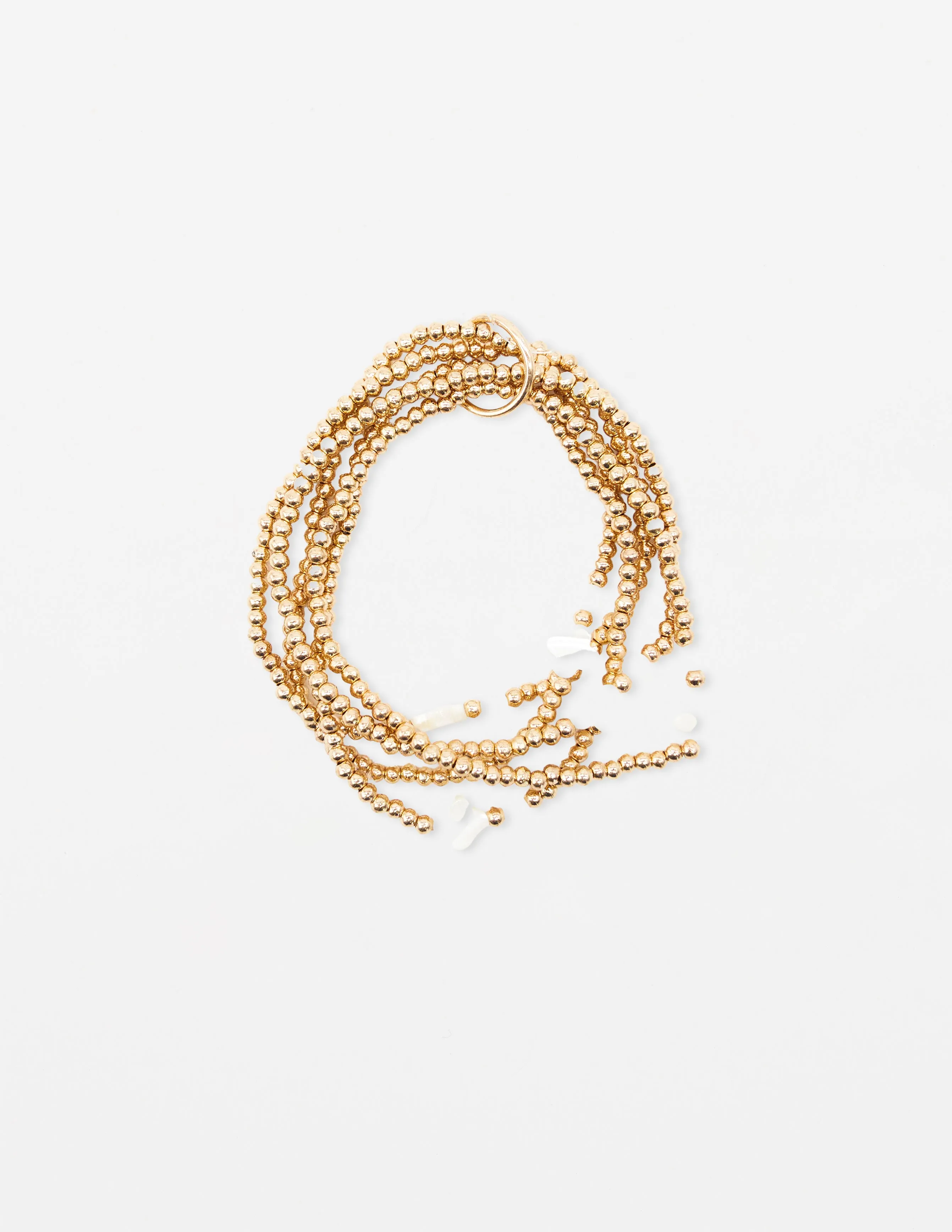 Stella + Gemma Gold Beads And Mother Of Pearl Flowers Bracelet sold by Shine On