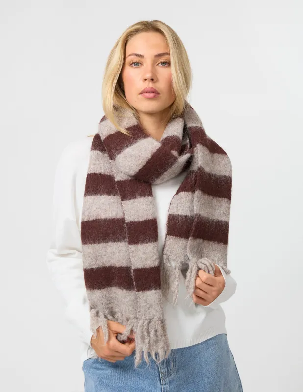 Stella + Gemma Scarf Choc Stripe made by Shine On
