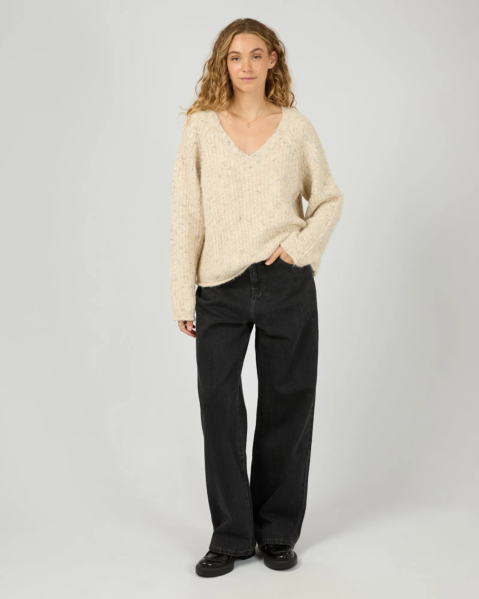 All About Eve Devon V Neck Jumper Vanilla sold by Shine On product image thumbnail 4