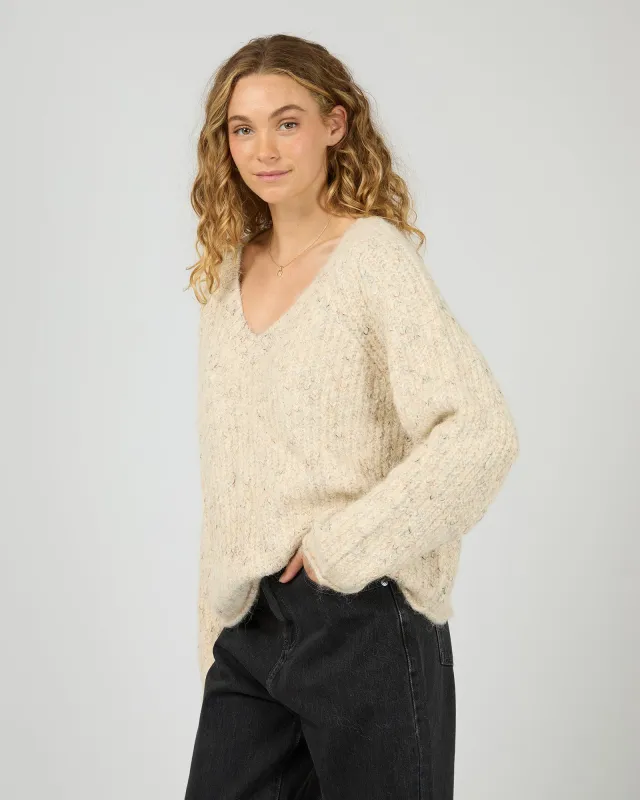 All About Eve Devon V Neck Jumper Vanilla made by All About Eve