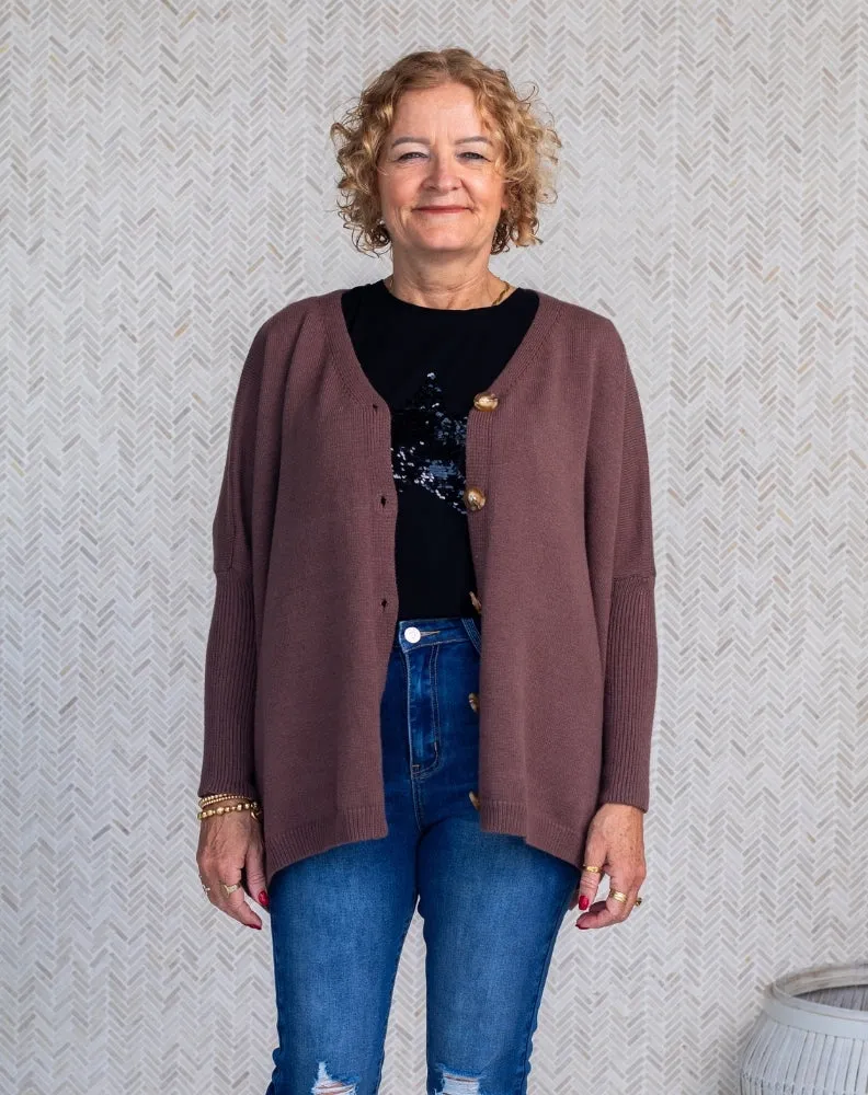 Bee Maddison Chelsea Knit Cardigan Coffee sold by Shine On product image thumbnail 4