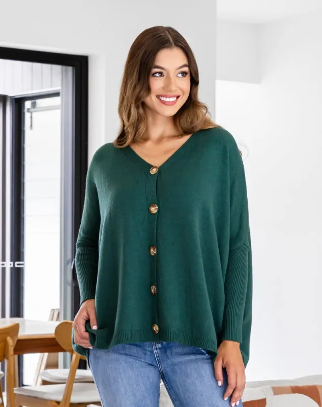 Bee Maddison Chelsea Knit Cardigan Forest made by Shine On