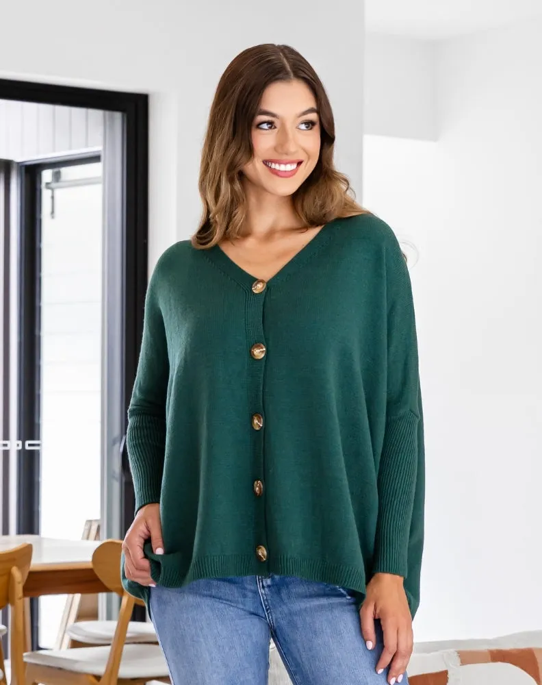 Bee Maddison Chelsea Knit Cardigan Forest sold by Shine On