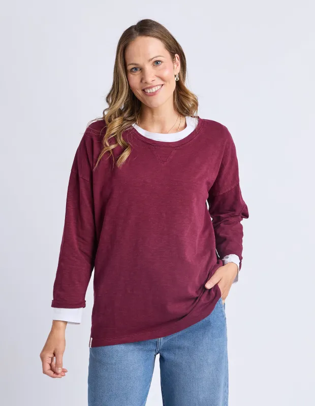 Elm Annie 3/4 Sleeve Tee Plum made by Elm Lifestyle