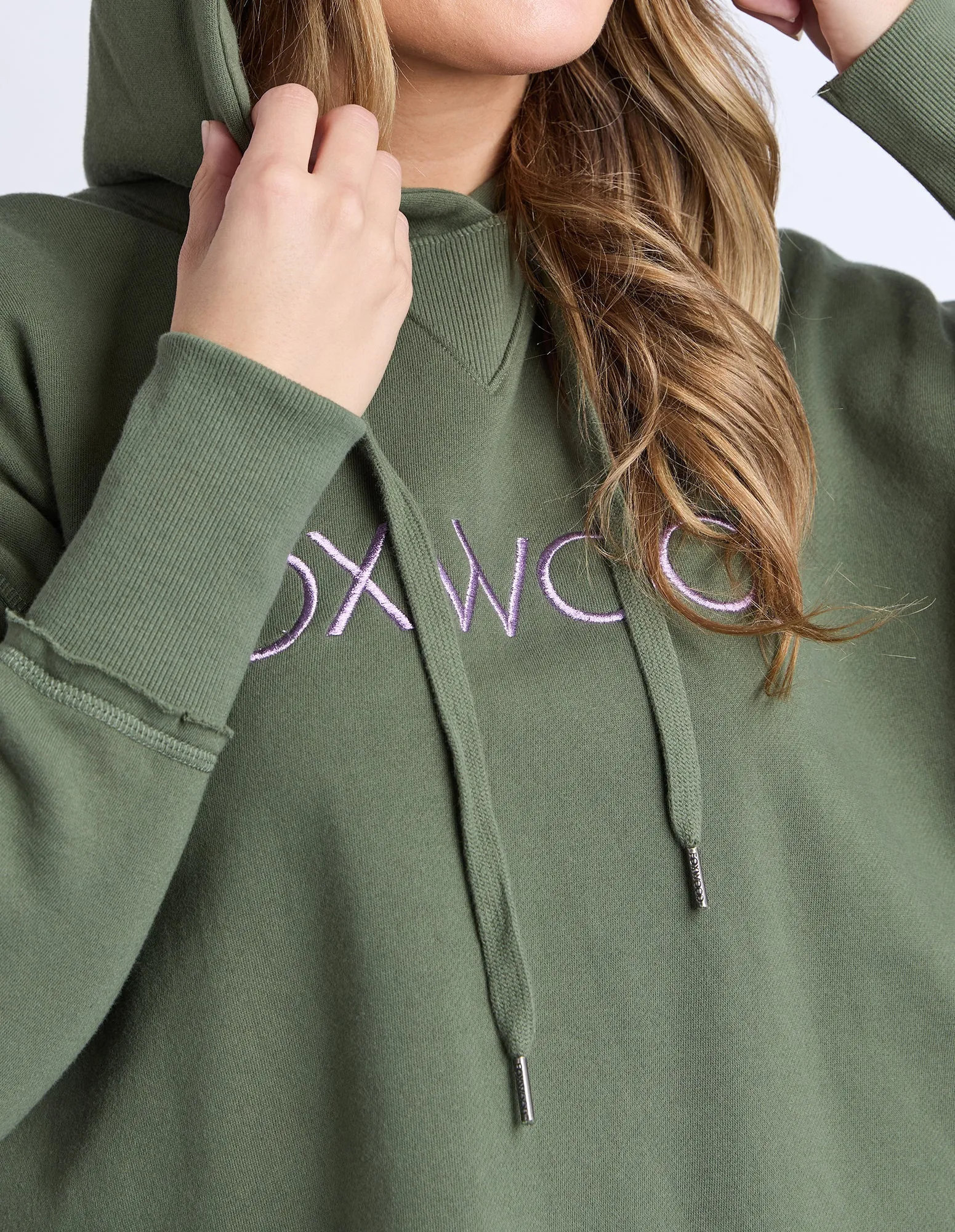 Foxwood Metallic Simplified Hoodie Khaki Lilac sold by Shine On product image thumbnail 3