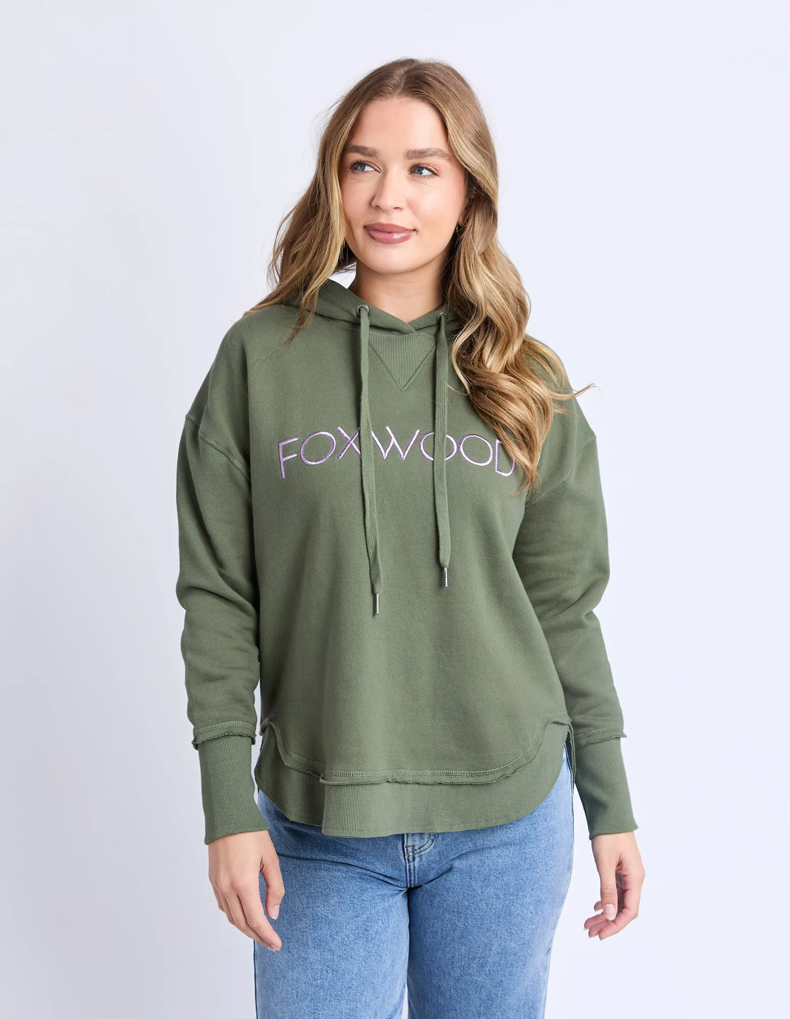 Foxwood Metallic Simplified Hoodie Khaki Lilac sold by Shine On
