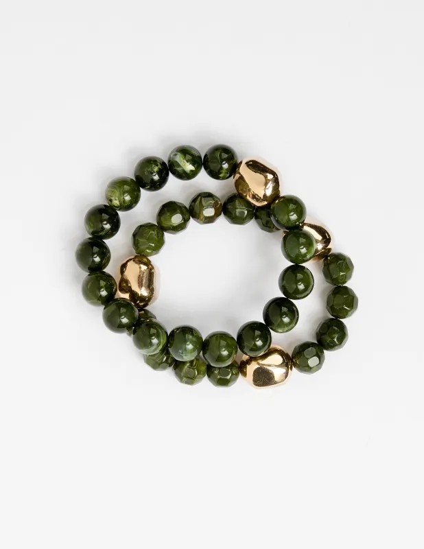 Stella + Gemma Bracelet Beads Green Agate made by Shine On