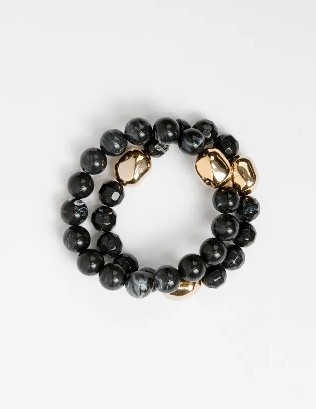 Stella + Gemma Bracelet Beads Black Agate Set 2 made by Shine On