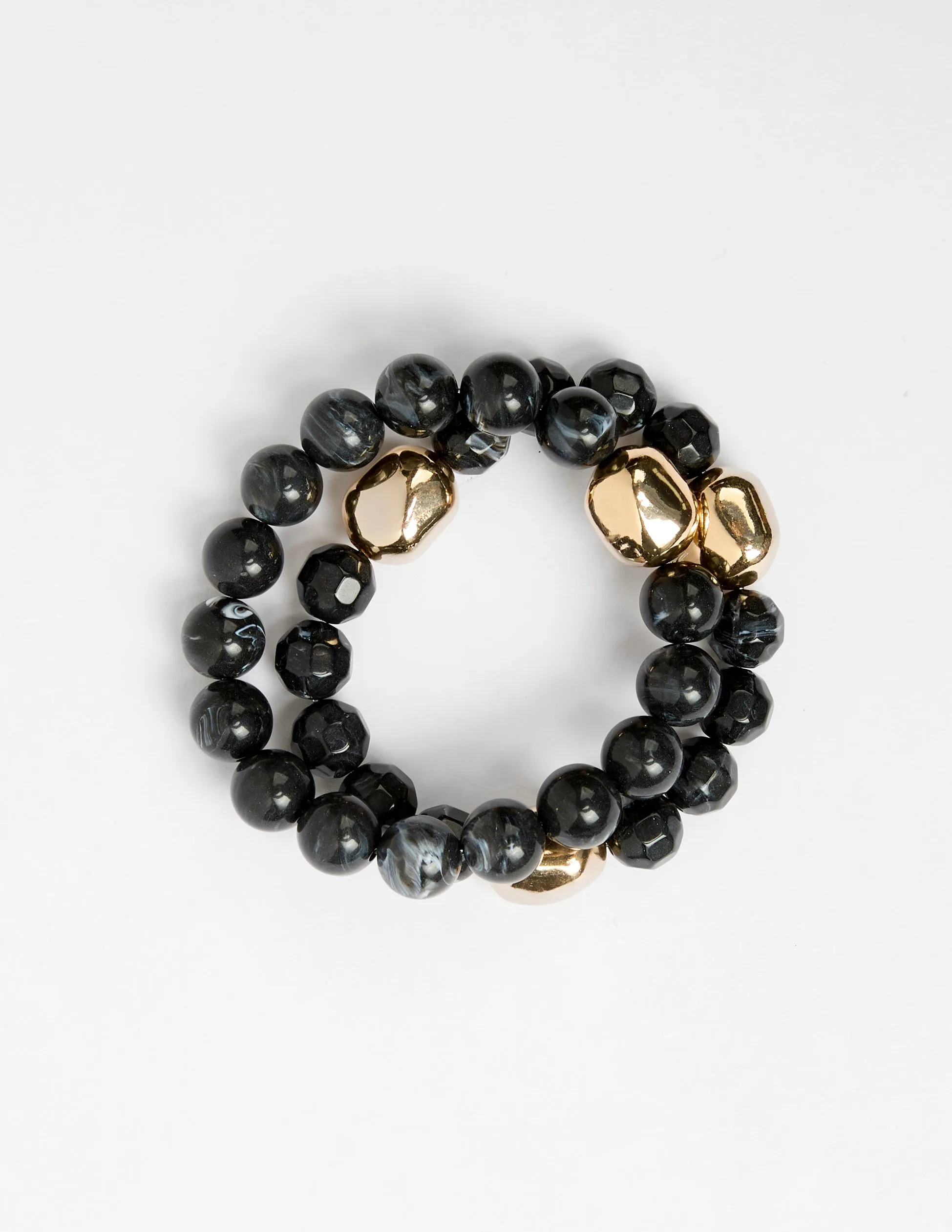Stella + Gemma Bracelet Beads Black Agate Set 2 sold by Shine On