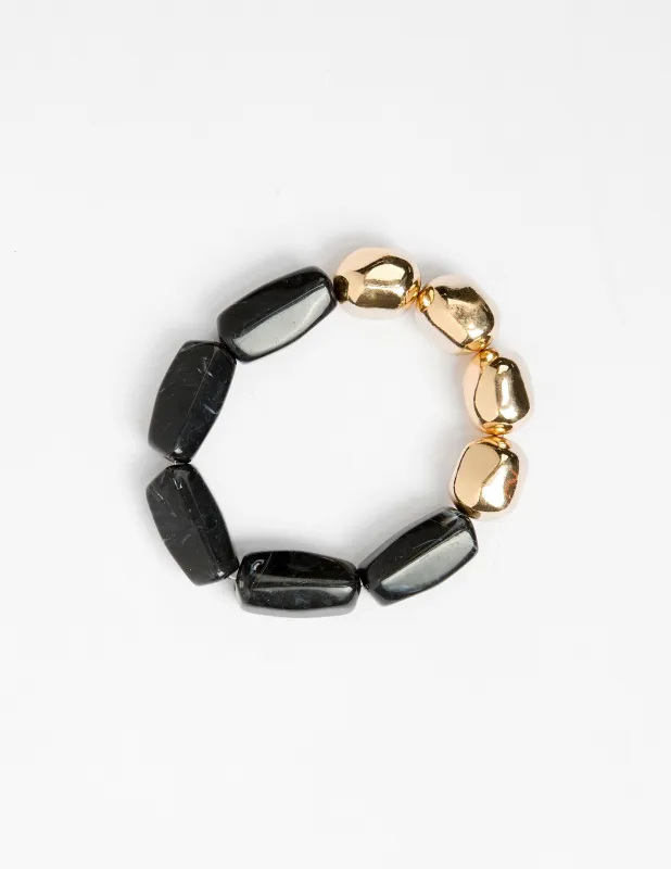 Stella + Gemma Bracelet Beads Black Agate made by Shine On