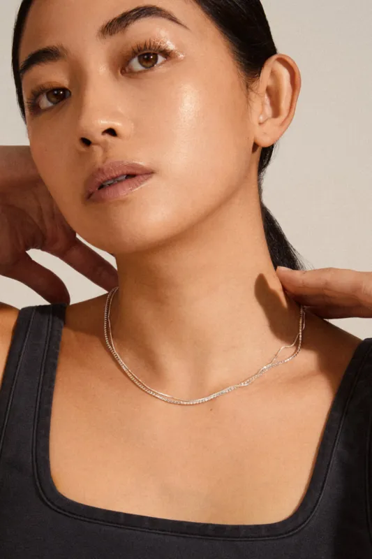 Pilgrim Mille Crystal Necklace 2- In-1 Silver made by Pilgrim