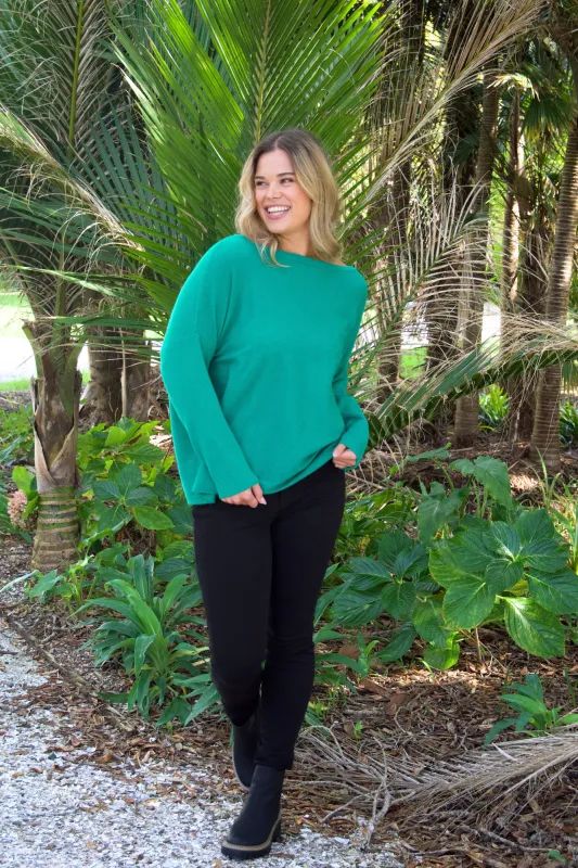 Shine On Label Anika Off The Shoulder Slouchy Knit Emerald made by Shine On
