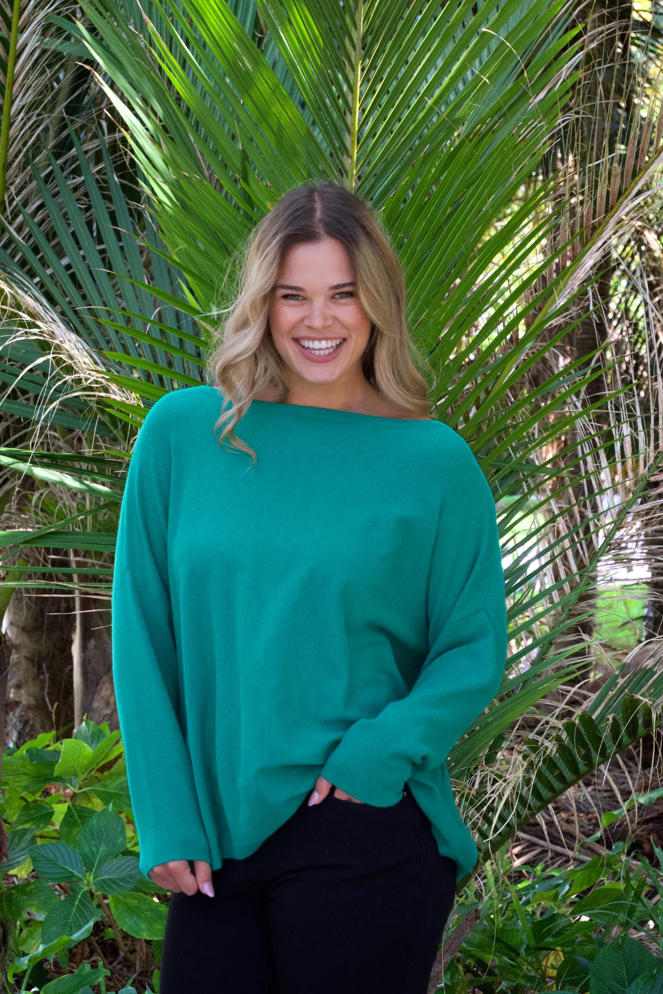 Shine On Label Anika Off The Shoulder Slouchy Knit Emerald sold by Shine On product image thumbnail 3