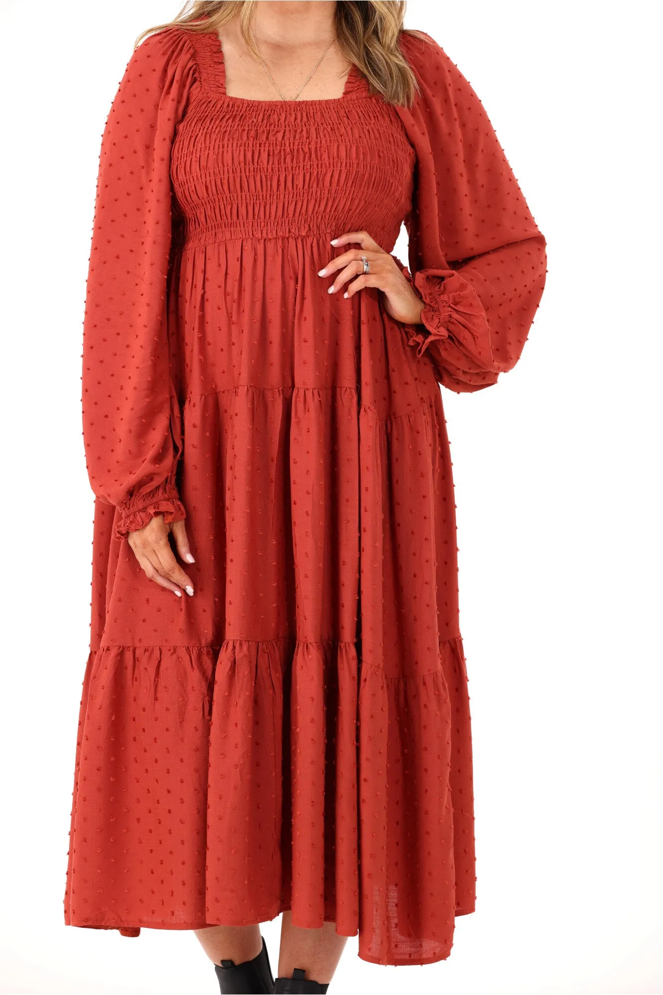 Salty Bright Rachel Dobby Dress Rust sold by Shine On product image thumbnail 3