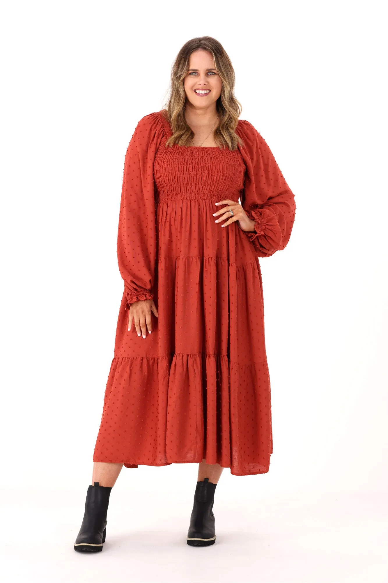 Salty Bright Rachel Dobby Dress Rust sold by Shine On product image thumbnail 4