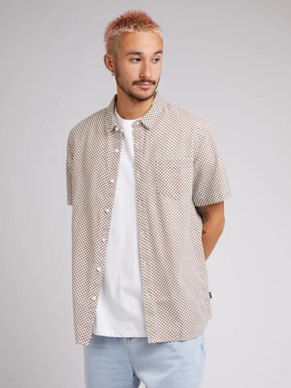 Silent Theory Mens Check Out SS Shirt Brown sold by Shine On