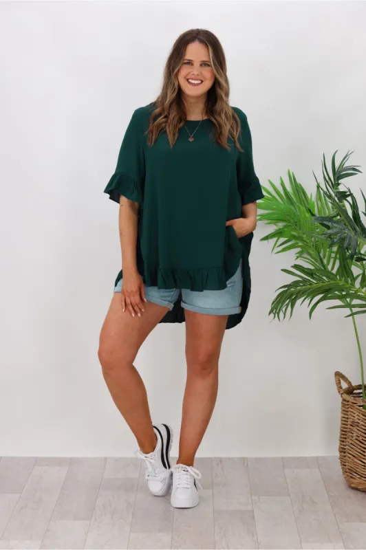 Boho Australia Cisco Frill Top Emerald sold by Shine On