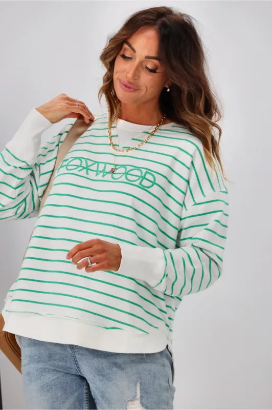 Foxwood Simplified Stripe Crew Green sold by Shine On
