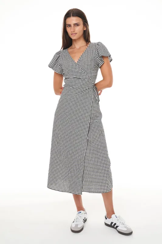 Huffer Mila Solstice Wrap Dress Black Creme sold by Shine On