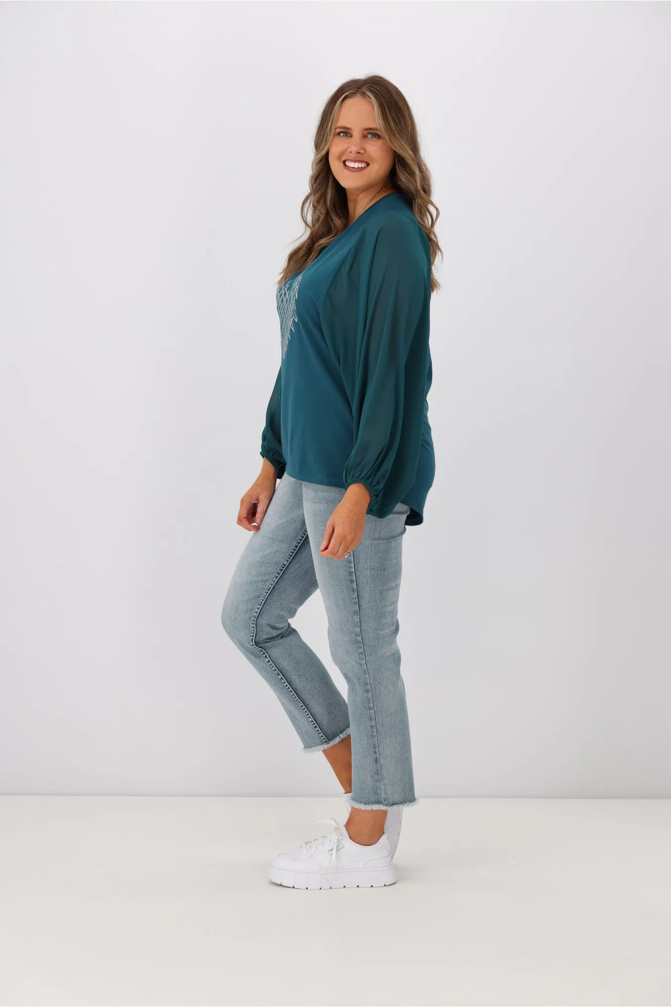 Shine On Label Tahlia Chiffon Sleeve Top Teal sold by Shine On product image thumbnail 5