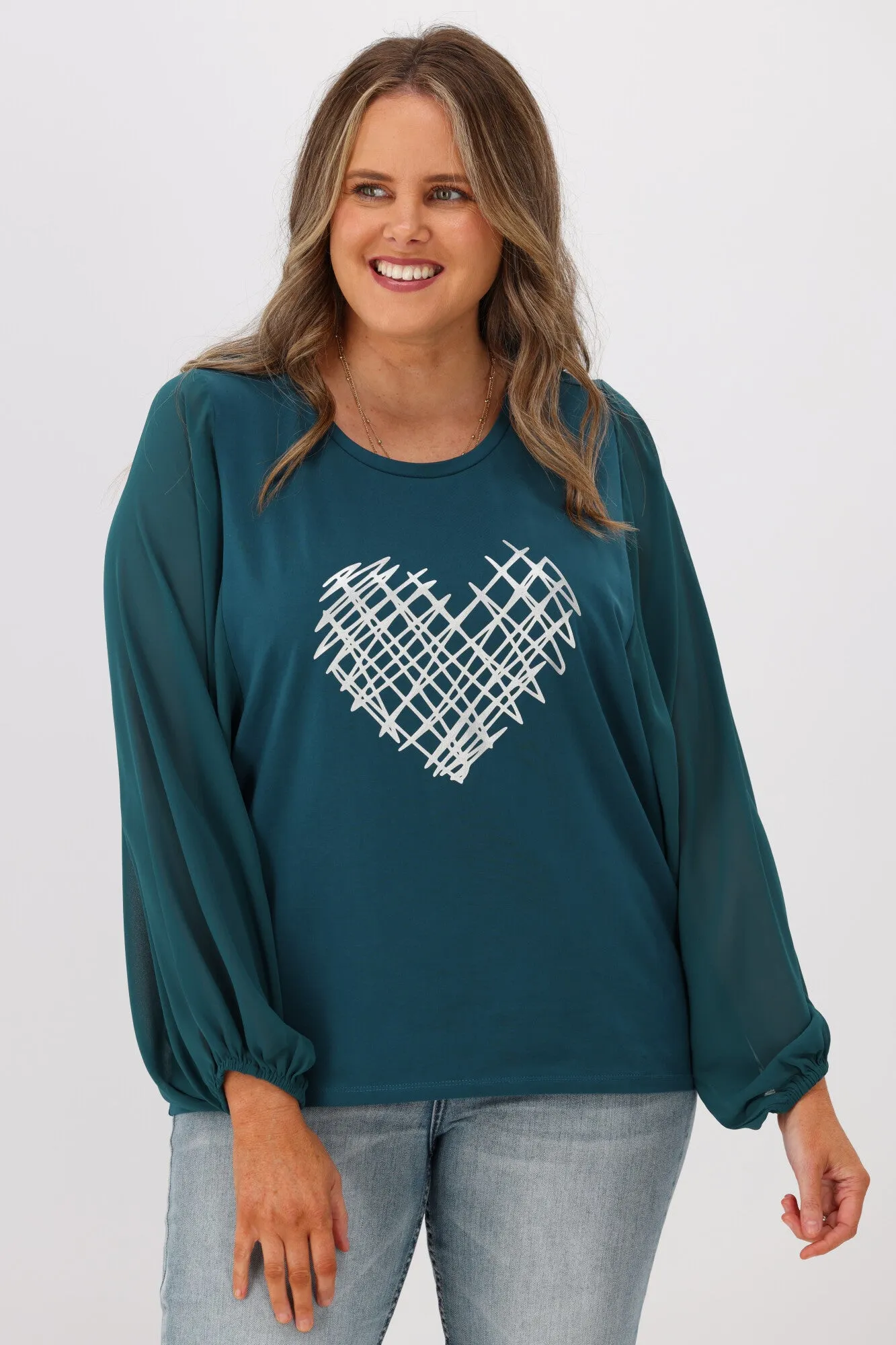 Shine On Label Tahlia Chiffon Sleeve Top Teal sold by Shine On product image thumbnail 2