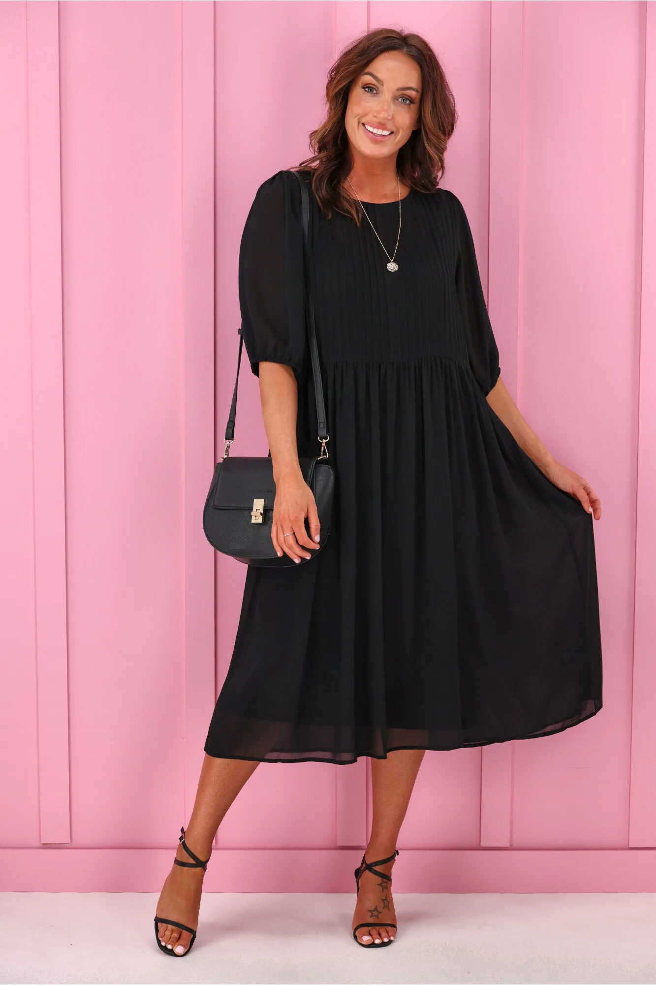 Jane James Laurel Pintuck Front Dress Black sold by Shine On product image thumbnail 5