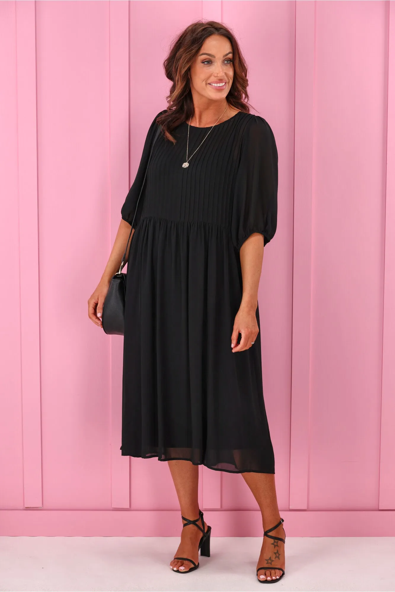 Jane James Laurel Pintuck Front Dress Black sold by Shine On product image thumbnail 4