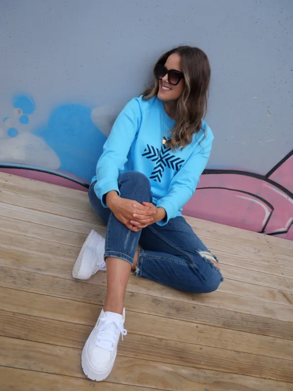 Stella + Gemma Classic Sweater Chevron Cross Sky Blue sold by Shine On