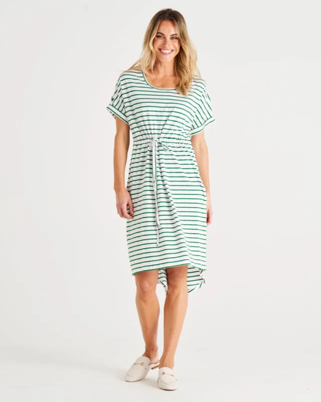 Betty Basics Liza Dress Meadow Green Stripe sold by Shine On