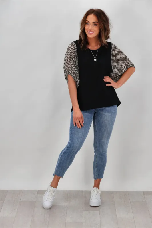 Shine On Label Selma Chiffon Sleeve Top Geo Line Print sold by Shine On