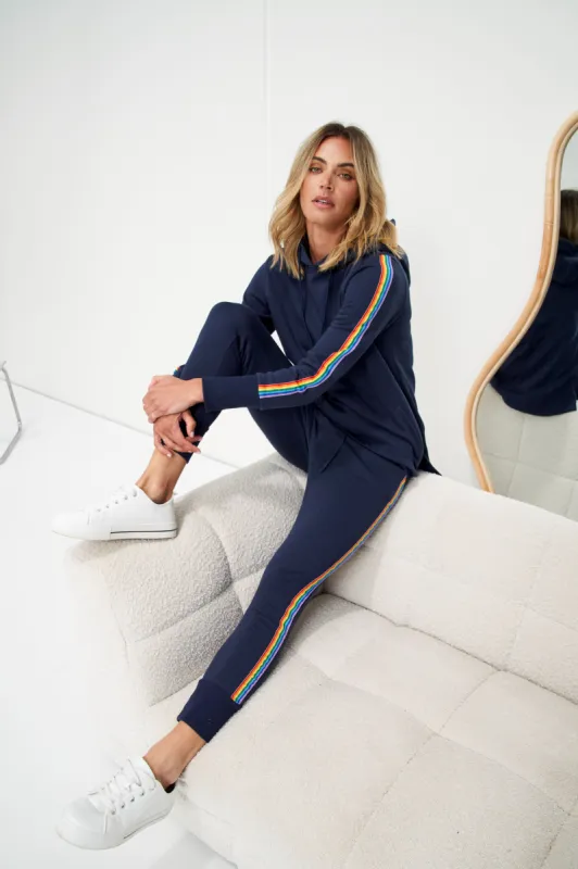 Betty Basics Huntington Stripe Jogger Dark Blue Rainbow sold by Shine On