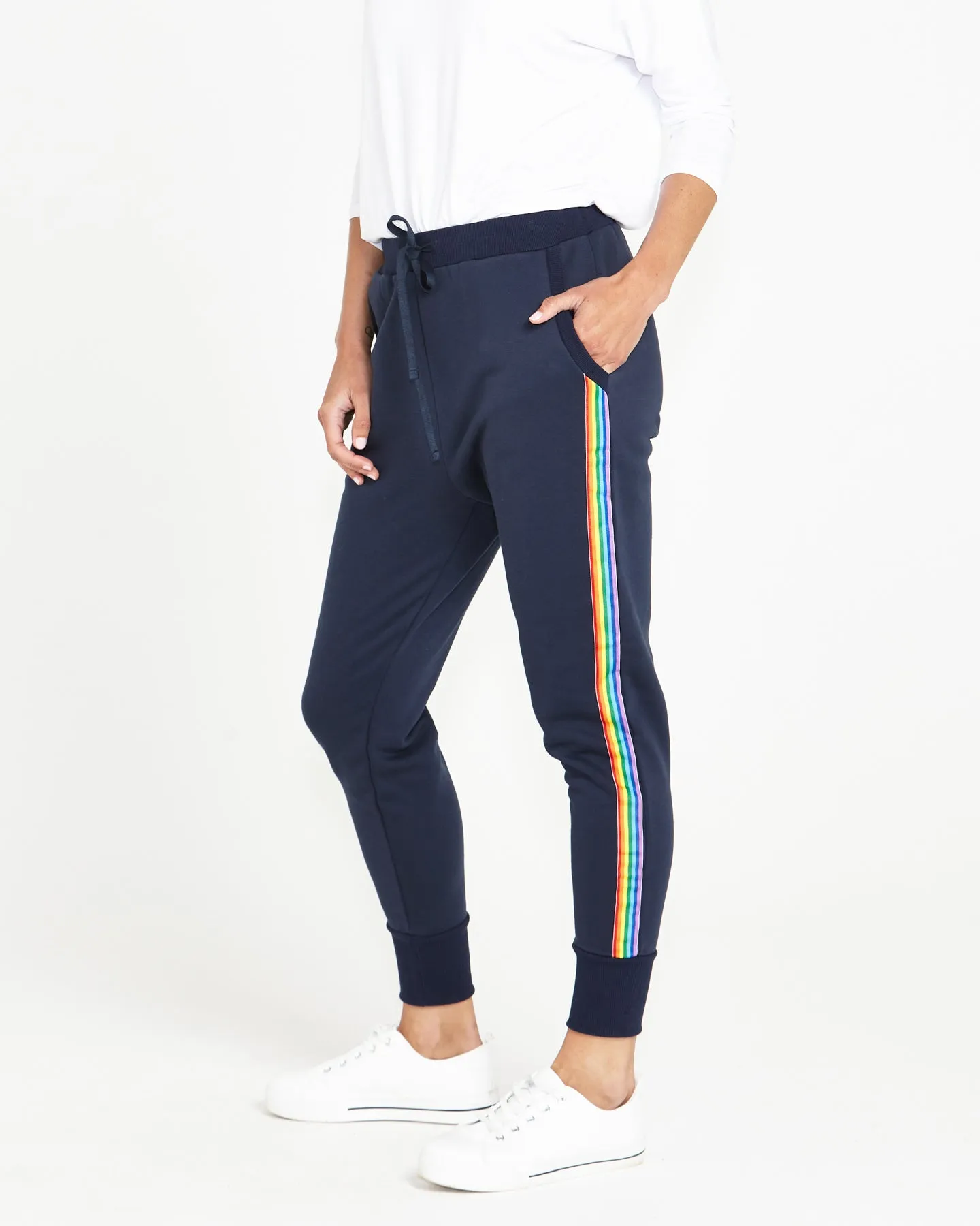 Betty Basics Huntington Stripe Jogger Dark Blue Rainbow sold by Shine On product image thumbnail 2