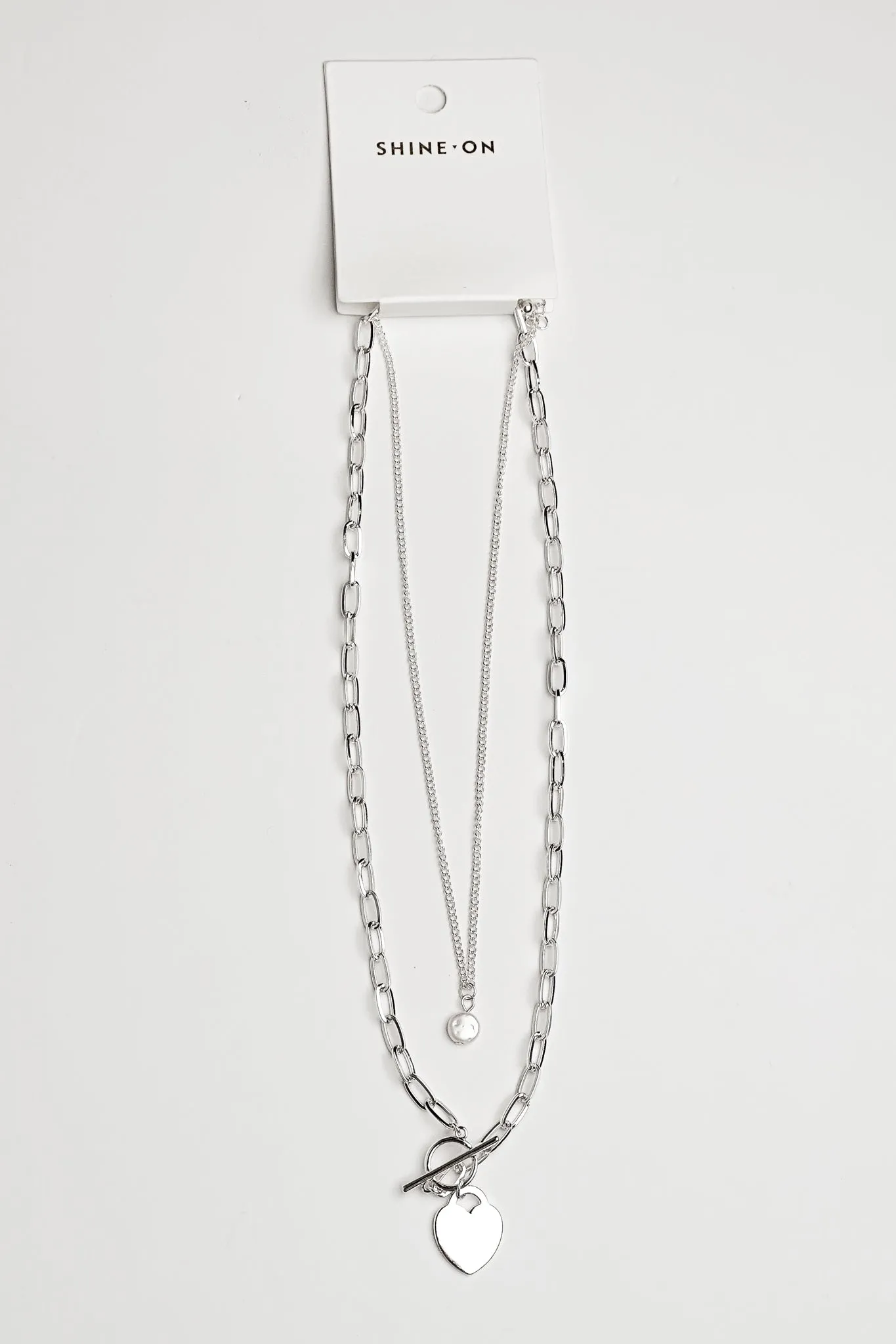 Shine On Label Heart Chain Necklace Set Silver sold by Shine On product image thumbnail 4