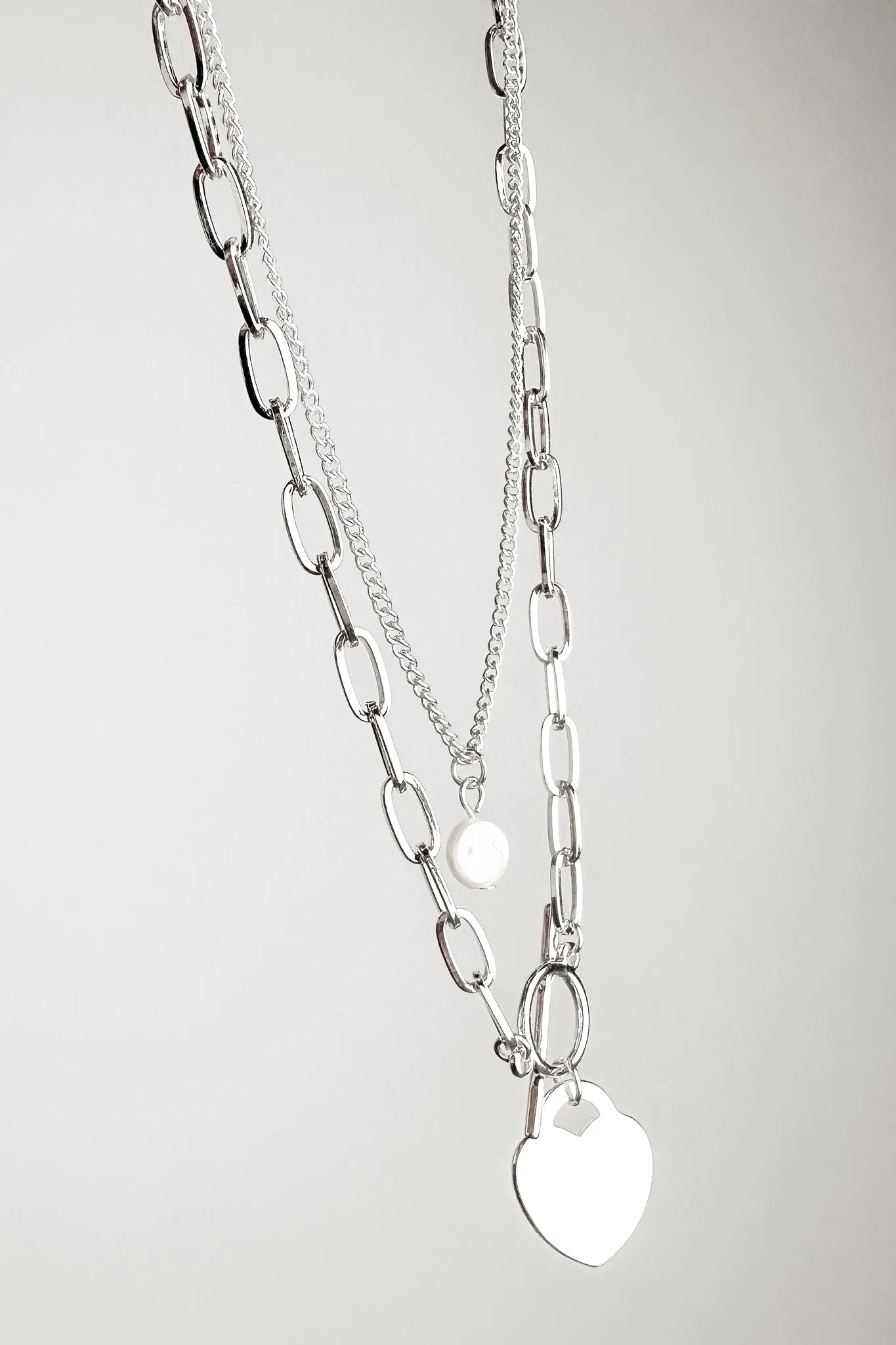 Shine On Label Heart Chain Necklace Set Silver sold by Shine On product image thumbnail 2