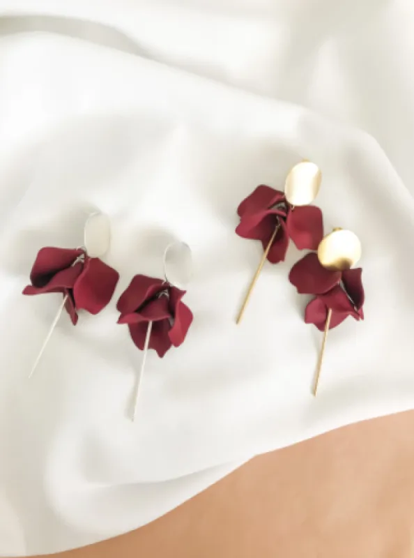 Willow Collective Flora Dangles Silver Merlot sold by Shine On