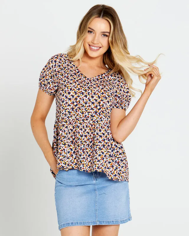 Sass Isobelle Tiered Top Navy Floral Ditsy sold by Shine On product image thumbnail 2