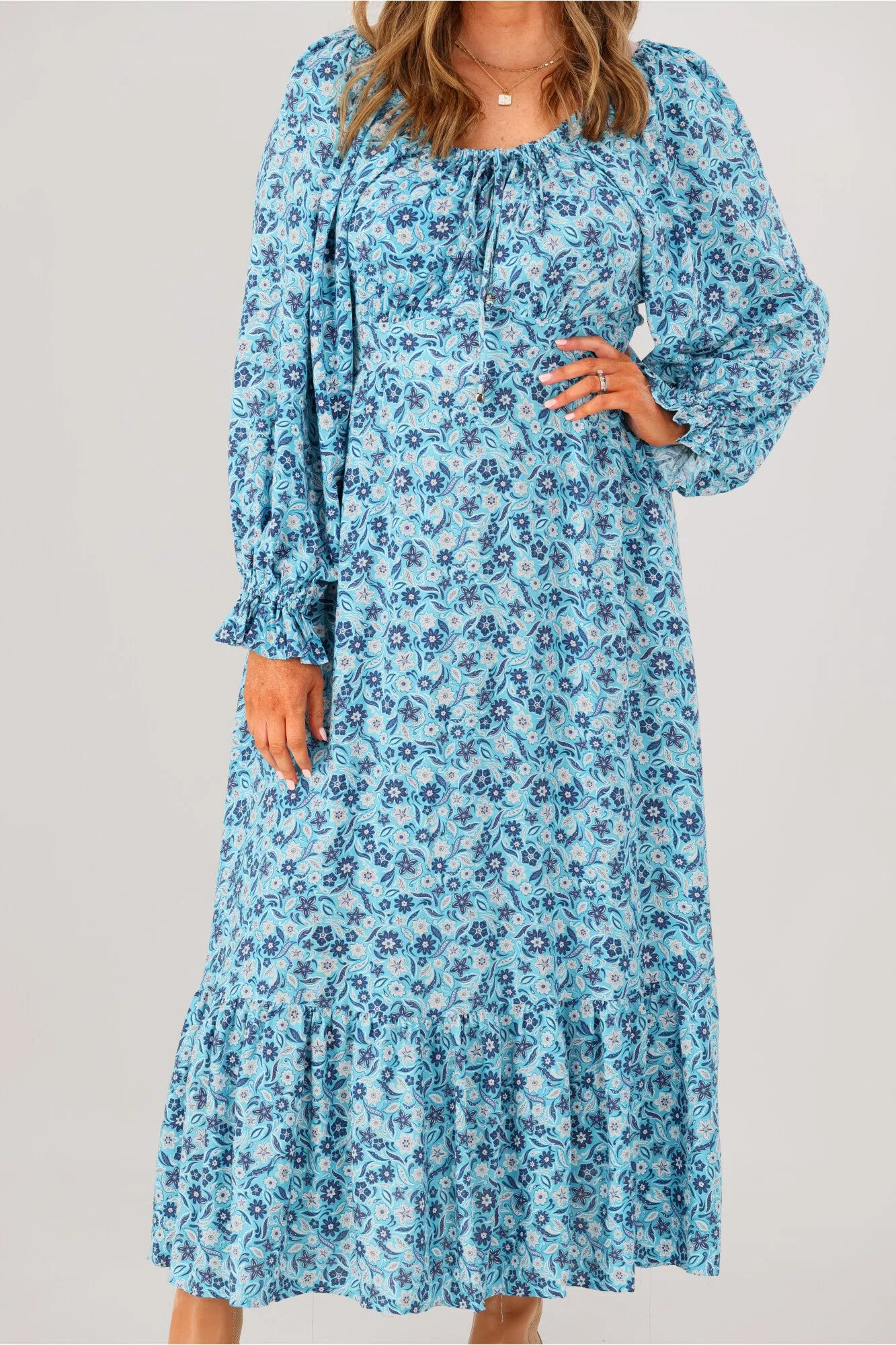 Salty Bright Meredith Maxi Dress Blue Print sold by Shine On product image thumbnail 2