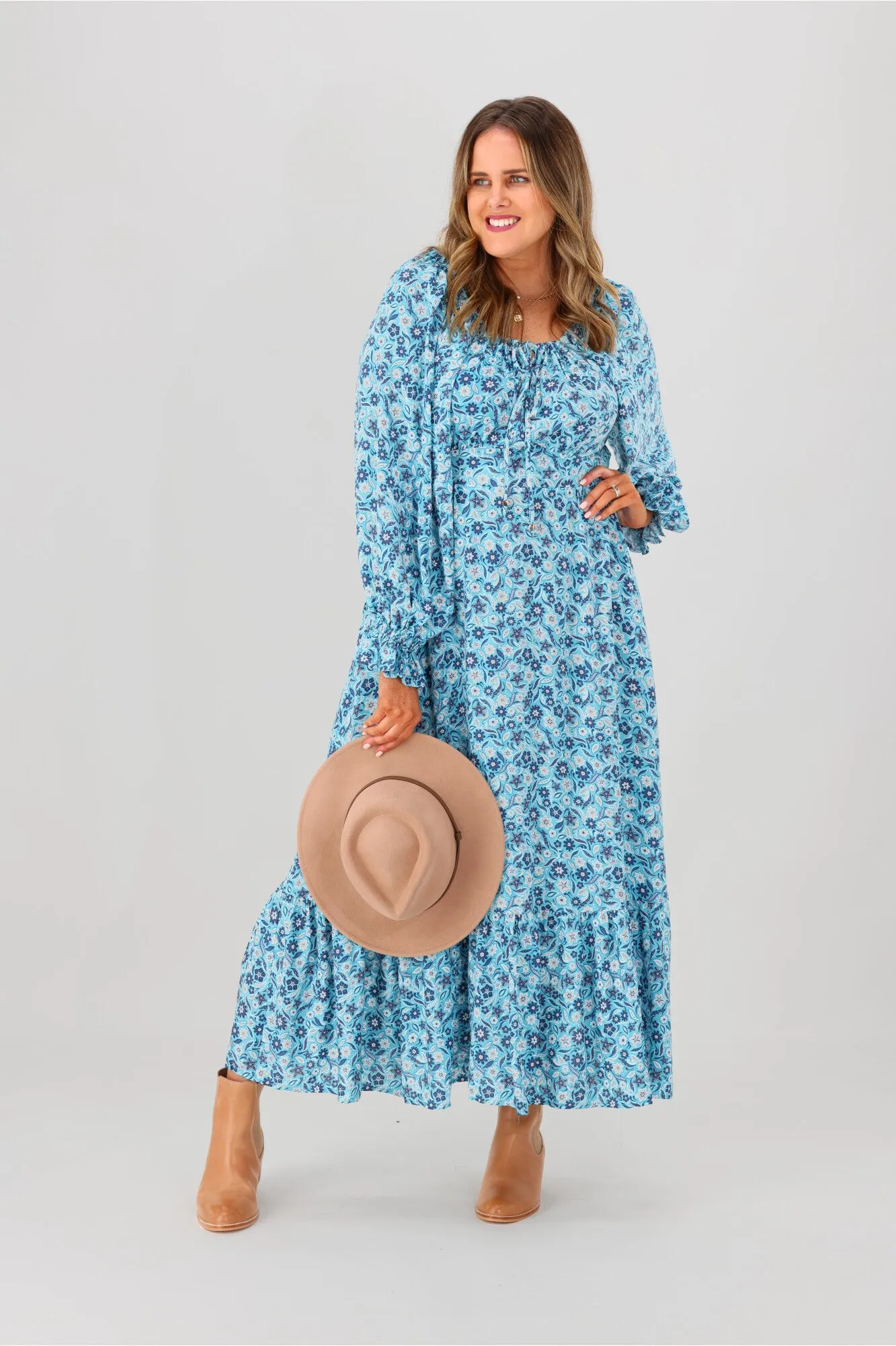 Salty Bright Meredith Maxi Dress Blue Print sold by Shine On
