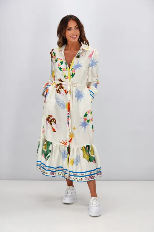 Iris Maxi Kassia Maxi Dress White Print sold by Shine On